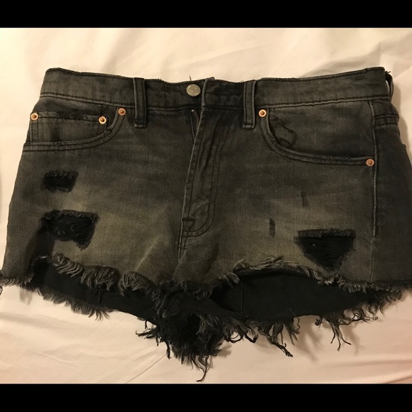 BDG Pants - BDG mid-rise distressed denim short. Black